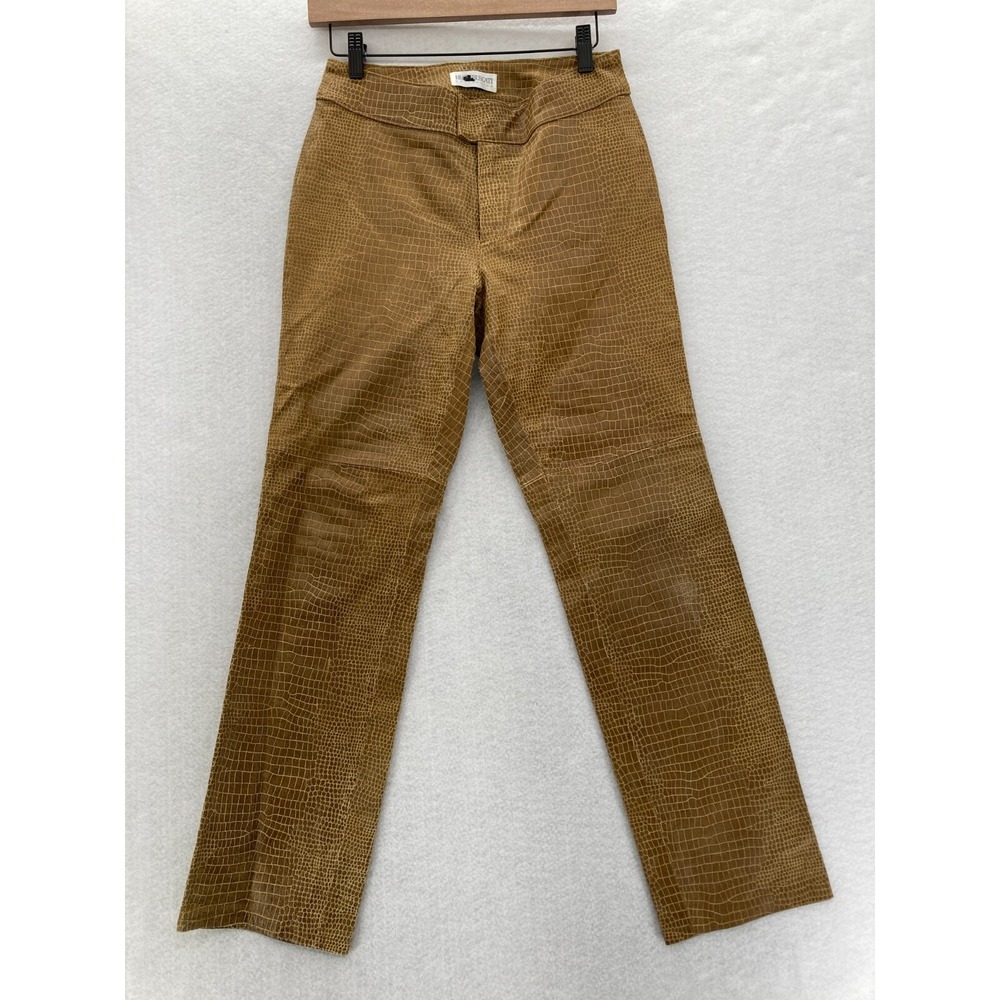Vintage Hugo Buscati Leather Pants Women's 6P Petite Brown Alligator Print Lined